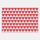 Red Glitter Heart Patroon Inpakpapier Vel (Voorkant)