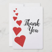 Red Glitter Hearts Dank je kaart (Voorkant)