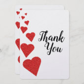 Red Glitter Hearts Dank je kaart (Voorkant / Achterkant)