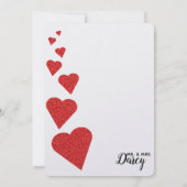 Red Glitter Hearts Dank je kaart (Achterkant)