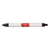 Red Glitter Hearts met Monogram Zwarte Inkt Pen (Voorkant)