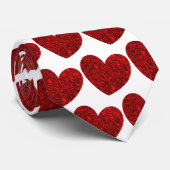 Red Glitter Hearts Stropdas (Opgerold)