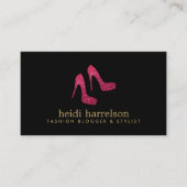 Red Glitter Heels Boutique Mode Stylist Zwart Visitekaartje (Voorkant)