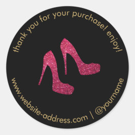 Red Glitter Heels Boutique, Postmark Verkoper Zwar Ronde Sticker
