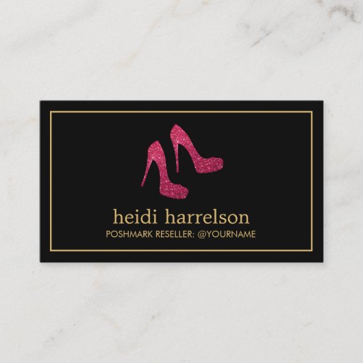 Red Glitter Heels Boutique, Postmark Verkoper Zwar Visitekaartje (Voorkant)