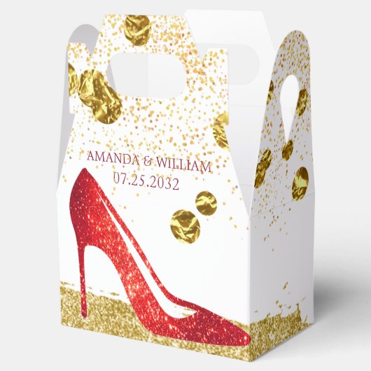 Red Glitter High Heels Elegant Wedding Favor Box Bedankdoosjes (Geopend)