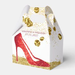 Red Glitter High Heels Elegant Wedding Favor Box Bedankdoosjes