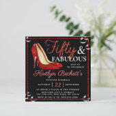 Red Glitter High Heels | Vijftig jaar en feestdag Kaart (Staand voorkant)