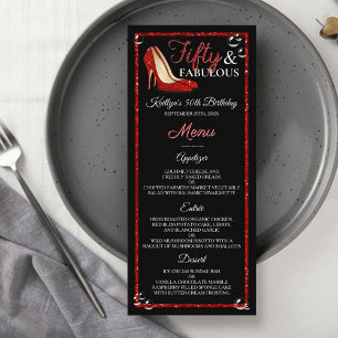 Red Glitter High Heels Vijftig jaar en feestdag Menu