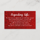 Red Glitter Honeymoon Fund vrijgezellenfeest bruil Informatiekaartje (Voorkant)
