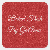 Red Glitter-kerstbakkerij Vierkante Sticker (Voorkant)