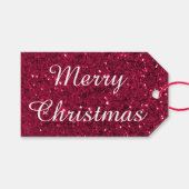 Red Glitter Kerstmis Cadeaulabel (Voorkant (Horizontaal))
