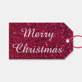 Red Glitter Kerstmis Cadeaulabel