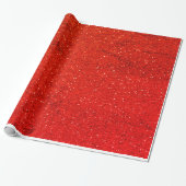 Red Glitter Kerstmis  Cadeaupapier (Uitgerold)