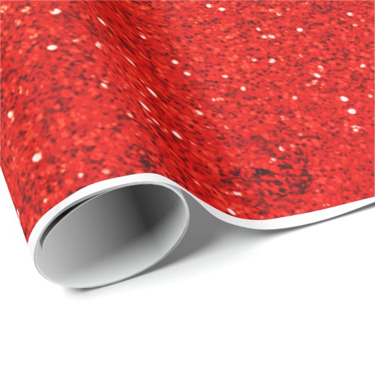 Red Glitter Kerstmis Cadeaupapier (Rol Hoek)