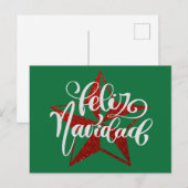 Red Glitter kerstster Briefkaart (Voorkant / Achterkant)