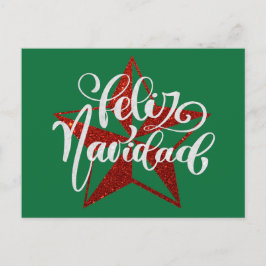 Red Glitter kerstster Briefkaart