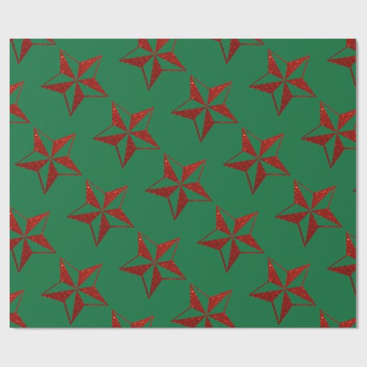 Red Glitter kerstster Cadeaupapier (Vlak)