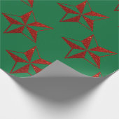 Red Glitter kerstster Cadeaupapier (Hoek)