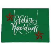 Red Glitter kerstster Groot Cadeauzakje (Voorkant)