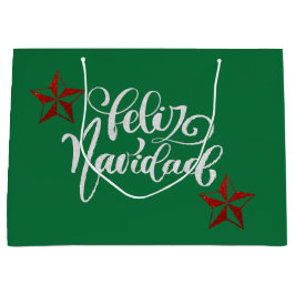 Red Glitter kerstster Groot Cadeauzakje