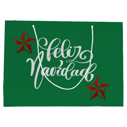 Red Glitter kerstster Groot Cadeauzakje (Achterkant)