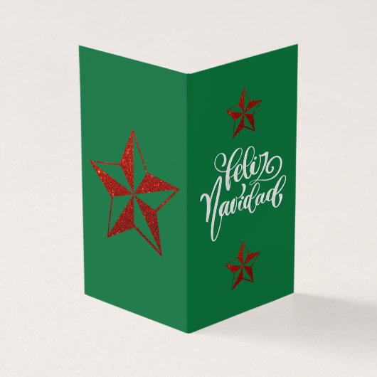 Red Glitter kerstster Kaart (Buitenkant)