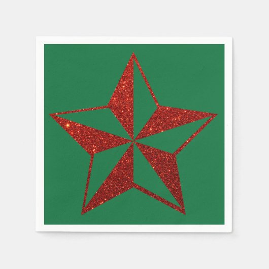 Red Glitter kerstster Napkins Servet (Voorkant)