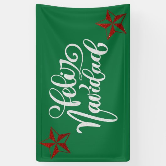 Red Glitter kerstster Spandoek (Verticaal)
