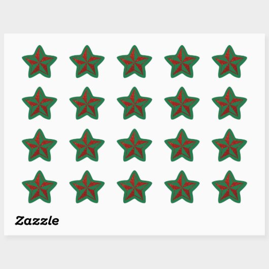 Red Glitter kerstster Ster Sticker (Vel)