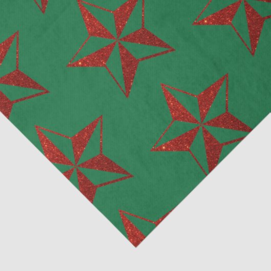 Red Glitter kerstster Tissuepapier (Detail)