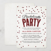 Red Glitter Kijk Confetti Bachelorette Party Kaart (Voorkant / Achterkant)