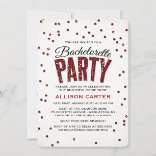 Red Glitter Kijk Confetti Bachelorette Party Kaart