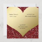 Red Glitter Kijk Gold Heart Valentijn Uitnodiging (Achterkant)