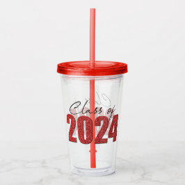 Red Glitter Klasse van 2024 Acryl Drinkbeker