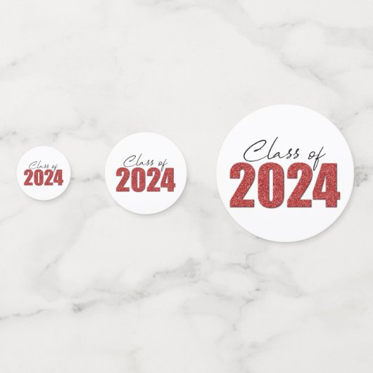 Red Glitter Klasse van 2024 Confetti (Voorkanten)