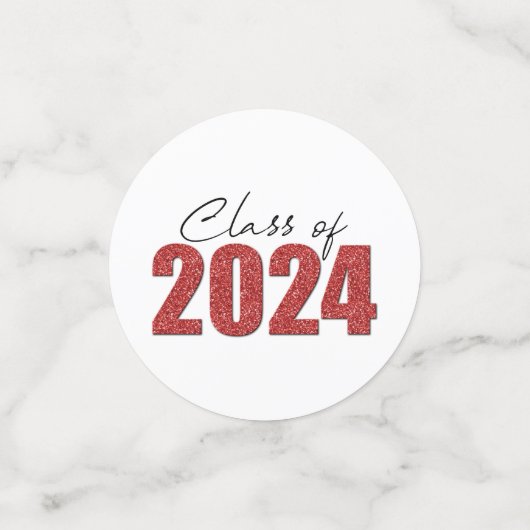 Red Glitter Klasse van 2024 Confetti (Kleine voorkant)