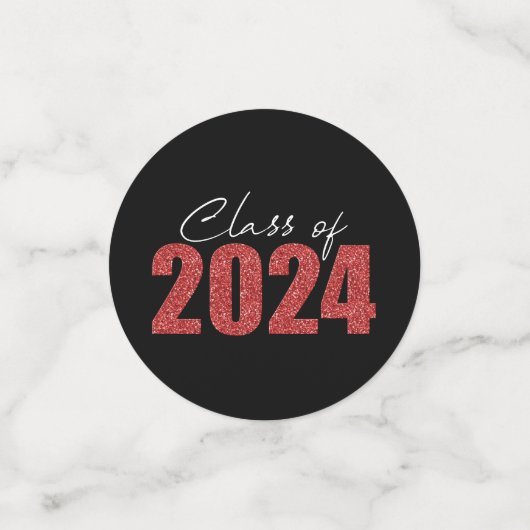 Red Glitter Klasse van 2024 Confetti (Kleine voorkant)