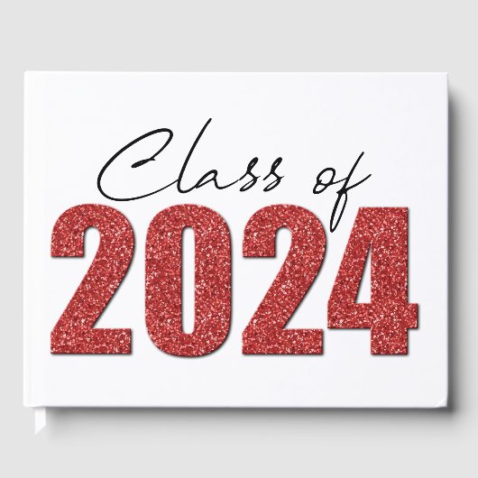 Red Glitter Klasse van 2024 Gastenboek (Voorkant)