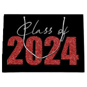 Red Glitter Klasse van 2024 Groot Cadeauzakje (Voorkant)