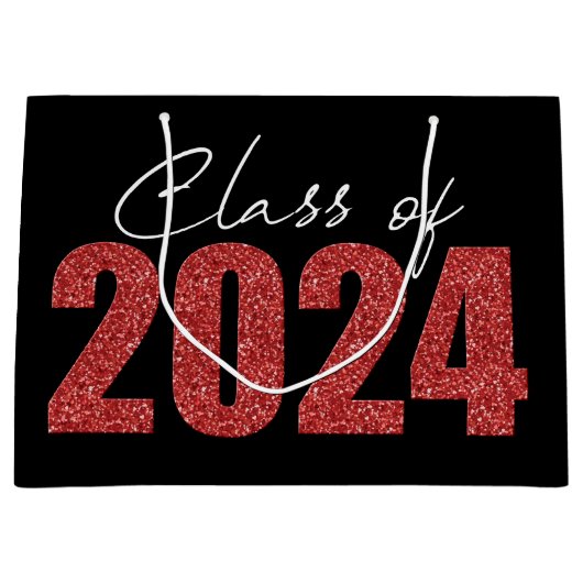 Red Glitter Klasse van 2024 Groot Cadeauzakje (Voorkant)