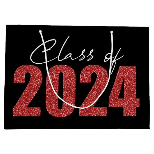 Red Glitter Klasse van 2024 Groot Cadeauzakje (Achterkant)
