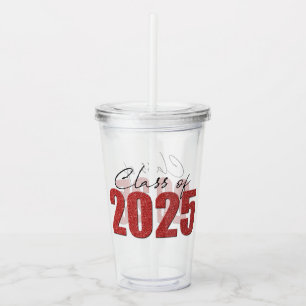 Red Glitter Klasse van 2025 Acryl Drinkbeker