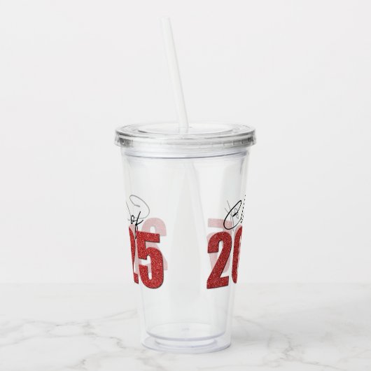 Red Glitter Klasse van 2025 Acryl Drinkbeker (Links)