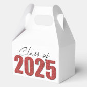 Red Glitter Klasse van 2025 Bedankdoosjes (Voorkant)