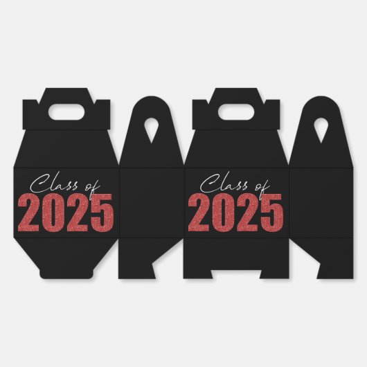 Red Glitter Klasse van 2025 Bedankdoosjes (Ongevouwen)