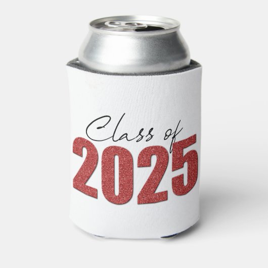 Red Glitter Klasse van 2025 Blikjeskoeler (Blikje Achterkant)