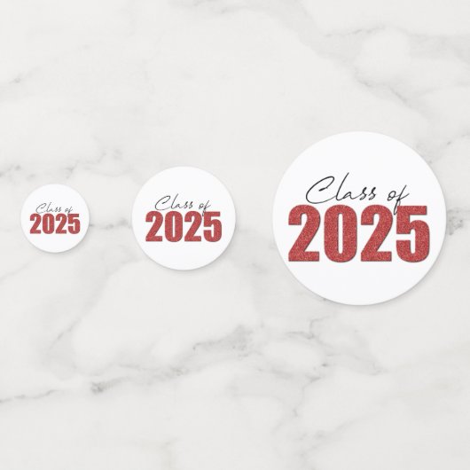 Red Glitter Klasse van 2025 Confetti (Voorkanten)