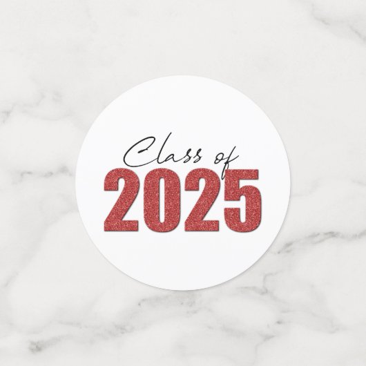 Red Glitter Klasse van 2025 Confetti (Kleine voorkant)