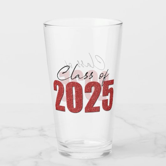 Red Glitter Klasse van 2025 Glas (Achterkant)